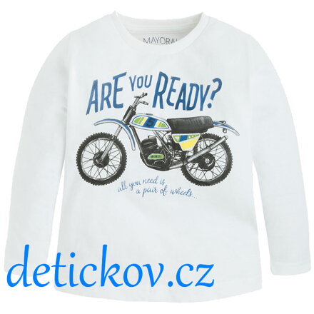 Mayoral mini boy triko ,,Are you ready ,, bílé