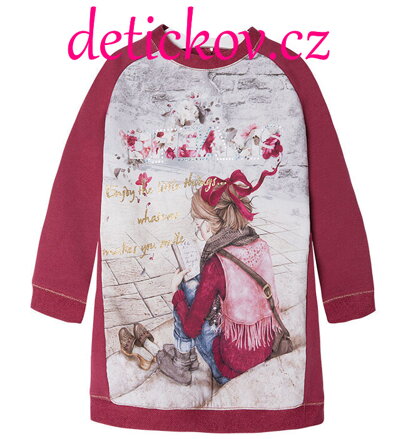Mayoral mini girl zimní šatičky ,, Dreams,, vínové