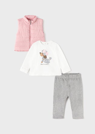 Mayoral baby girl set vesta, legíny a triko s dlouhým rukávem b. 044