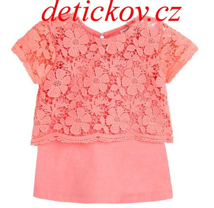 Mayoral mini girl set 2 ks - tílko+ krajkové tričko ruměnkový