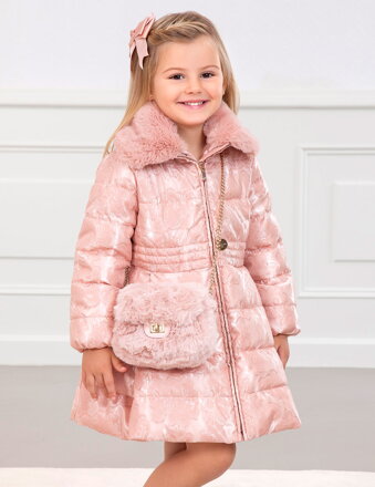 Abel&Lula luxusní dívčí zimní bunda/kabát s kožešinou růžový b. 060