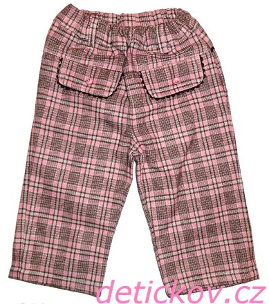 zimní kojenecké kalhoty růžové káro