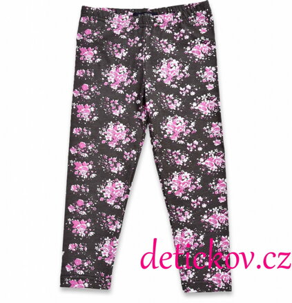 BS mini girl dlouhé legínky antracitové ,,KVĚTY,,