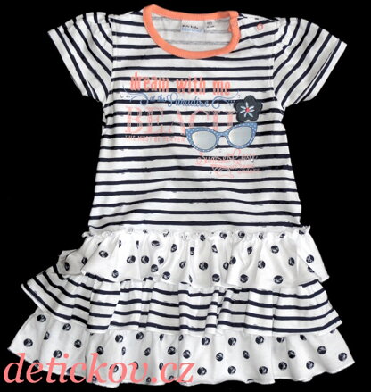 pohodlné bavlněné  baby  šaty BS ,, Beach girl,, modré proužky