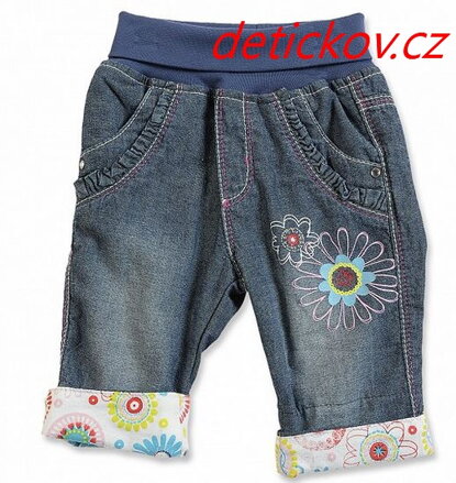 kojenecké dívčí  rifličky s lemem ,, KYTIČKY,,