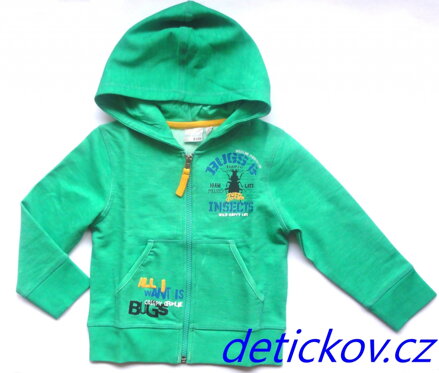 mikina BS na zip  s kapucí  ,, Bugs,, zelená