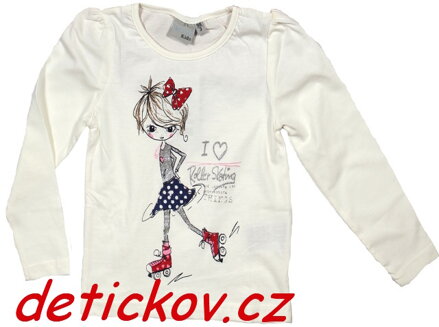 bavlněné triko BS ,,Miss Roller skate,, smetanové 