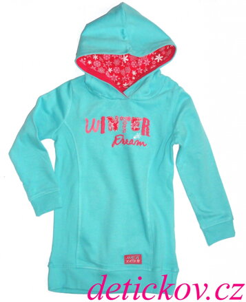 BS mini girl delší mikinka s kapucí ,,Winter,, modrá