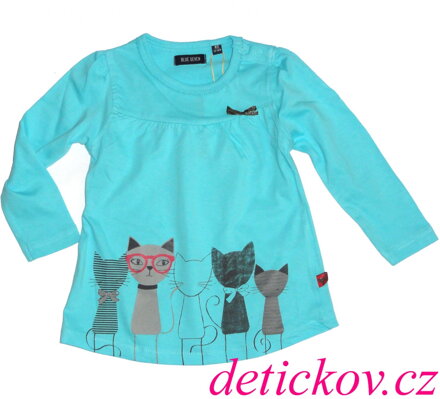 Baby triko BS ,,Kočky,, modré s dlouhým rukávem