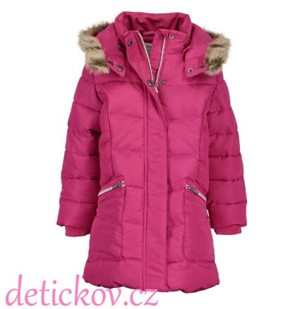 BS dívčí zimní kabát s fleecem a kožešinou růžový