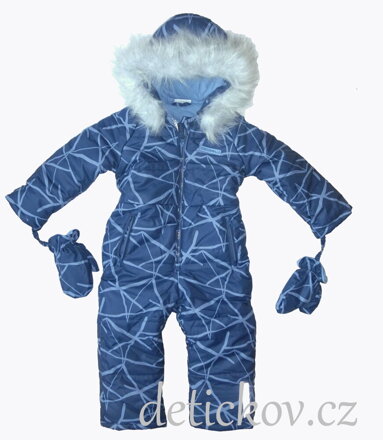 Luxusní dětská zimní kombinéza s kožíškem modrá 