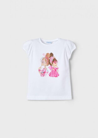 Mayoral mini girl bílé triko s krátkým rukávem "Dvě dívky" b. 060