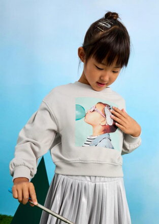 Mayoral mini girl šedá mikina "Holčička se sponou" b. 090