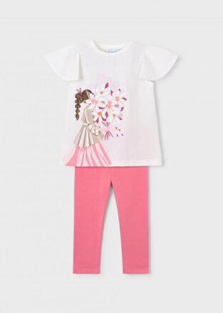 Mayoral mini girl set tričko a legíny "Dívka s kyticí" b. 087