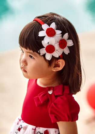 Mayoral mini girl červená čelenka s květy b. 059