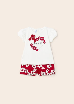 Mayoral baby girl set tričko s kraťáskami "Amour" b. 080