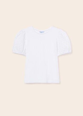 Mayoral girl bílé triko s nabranými rukávy b. 018