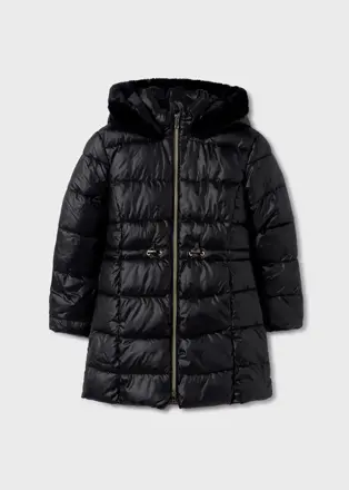 Mayoral girl černý zimní kabát s kapucí b. 043