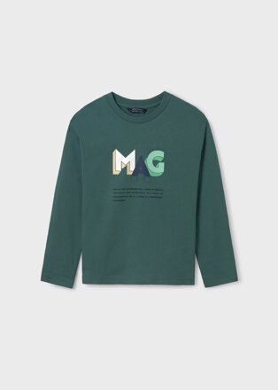 Mayoral boy zelené tričko s dlouhým rukávem "MAG" b. 092
