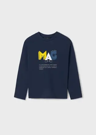 Mayoral boy modré tričko s dlouhým rukávem "MAG" b. 093