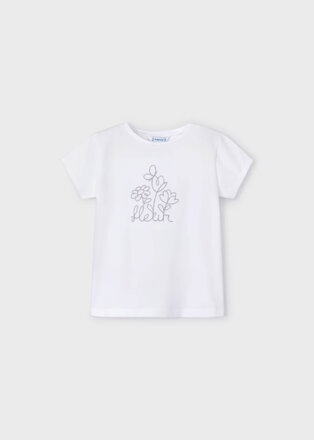 Mayoral mini girl bílé triko s krátkým rukávem "Fleur" b. 045