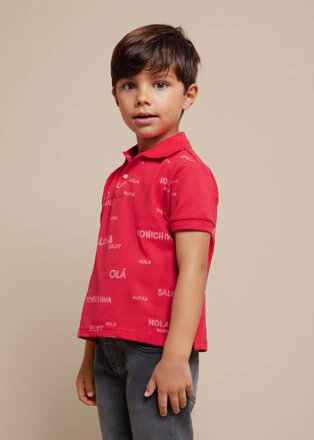 Mayoral mini boy polo tričko červené s nápisy b. 038