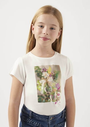 Mayoral girl tričko bílé s obrázkem b. 077