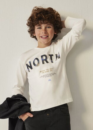 Mayoral boy krémové tričko s dlouhým rukávem "North" b. 073