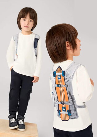 Mayoral mini boy tričko bíle design "Batůžek" b. 073
