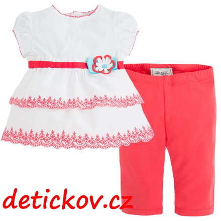 Mayoral baby komplet krajková tunička + legínky melounové