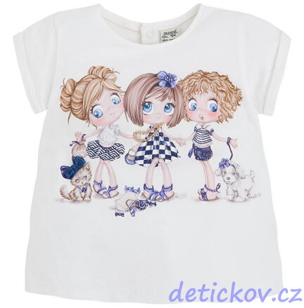Mayoral baby tričko ,,Girl´s day,, bílé s modrým potiskem