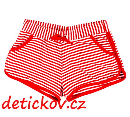 Mayoral girl bavlněné dívčí kraťásky bílo - červený proužek