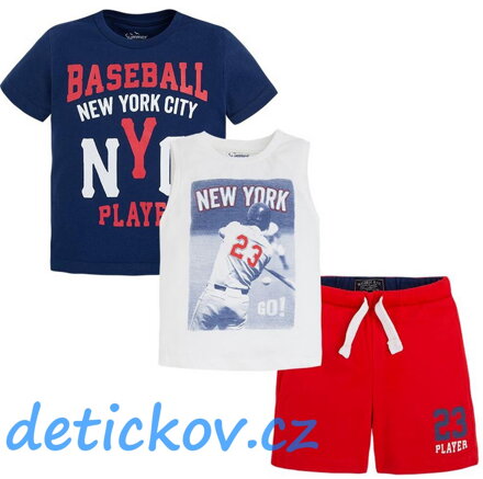 Mayoral mini boy 3 dílný letní komplet,, Baseball,, červený