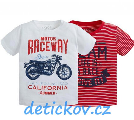 Mayoral mini boy set 2 ks tričko ,, California-raceway,, červený