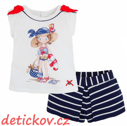 Mayoral mini girl letní komplet ,,To beach ,, modrý proužek