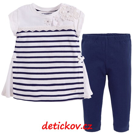 Mayoral mini girl komplet s legínkami ,, White flowers,, modrý