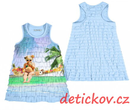 Mayoral mini girl pohodlné šatičky ,,Tropic fruit,, světle modré