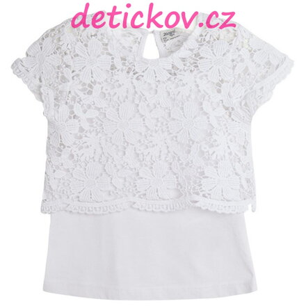 Mayoral mini girl set 2 ks -  tílko + krajkové tričko bílý
