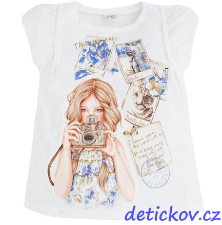 Mayoral mini girl tričko "Foťák" modrý potisk b. 960