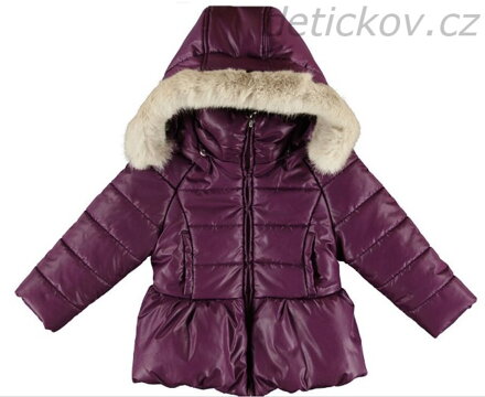 Mayoral mini fialový zimní kabátek s kožešinou 