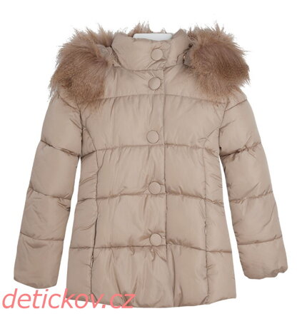 Mayoral girl dívčí zimní kabátek-bunda s kožešinou béžová