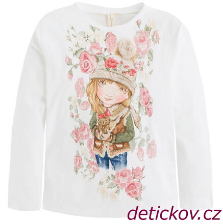 Mayoral mini girl triko ,Holčička se sovou,, krémové