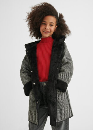 Mayoral girl zimní kabát s kožešinou černý "Pepito" b. 056