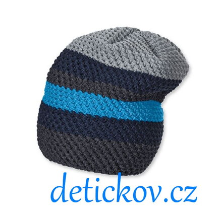 Sterntaler pletená zimní čepice modrý pruh