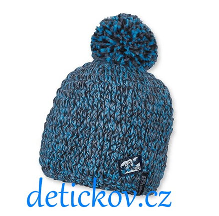 Sterntaler pletená zimní čepice  melírová  modrá