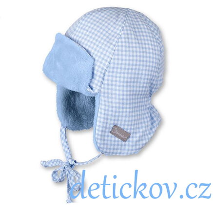 STERNTALER zimní čepice -  beranice světlonce modrá kostička