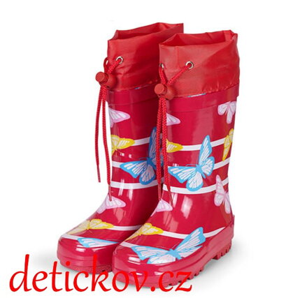 Sterntaler boty do deště - holinky červené s motýlky