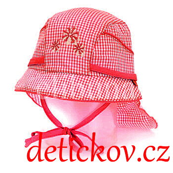 Sterntaler červený  klobouček se zavazováním UV 15 +