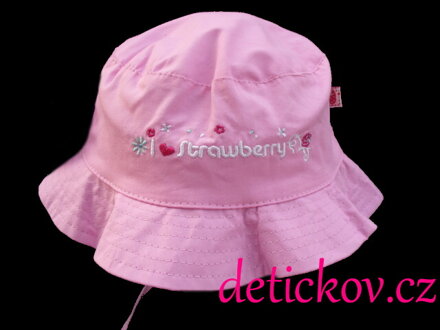 Růžový letní dívčí  klobouček zavazovací 