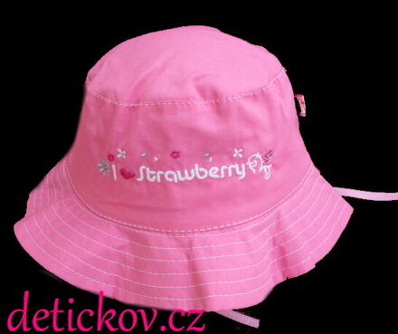 Sytě růžový letní dívčí klobouček zavazovací